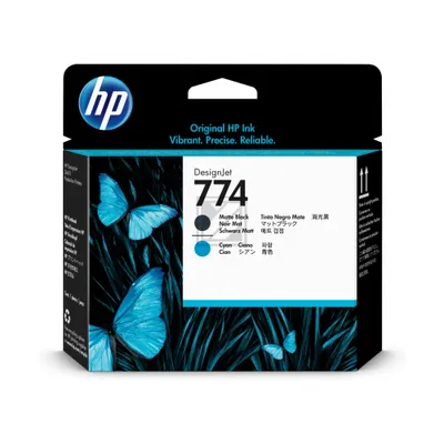 Produktbild von HP 774 Mattschwarz/Zyan DesignJet Druckkopf, HP DesignJet Z6810 Produktionsdrucker-Serie, HP DesignJet Z6610 Produktionsdrucker, Thermal Inkjet, Schwarz, Cyan, P2W01A, Business, Singapur
