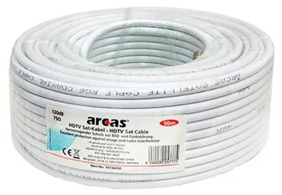 Produktbild von Arcas HDTV Satellitenkabel 50m Koaxialkabel Weiß
