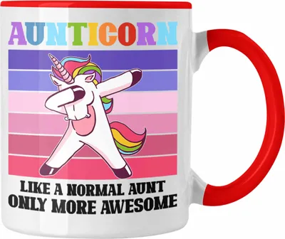 Produktbild von Trendation - Tante Geschenk Tasse Lustiger Spruch Aunticorn Geschenkidee für Beste Tante (Rot)