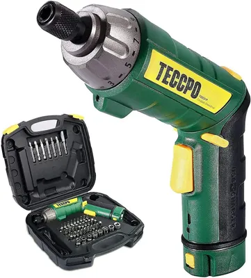 Produktbild von Akku-Schrauber 6 Nm – Elektrischer Schraubendreher mit 45-teiligem Set, 2000 mAh Akku, 9+1 Drehmomentstufen, LED-Licht, 2 Positionen