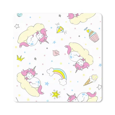 Produktbild von MuchoWow® Mauspad Mousepad Einhorn - Muster - Regenbogen 30x30 cm - Mousepads - Maus Mat - Pad - Mausunterlage - Gaming