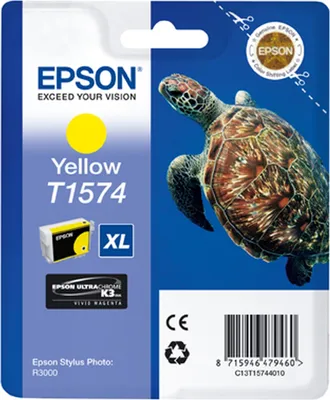 Image de Epson Turtle T1574 Jaune, Haut rendement (XL), Jaune, Encre à base de pigments, 25.9 ml, 1 pce, 2300 pgs.