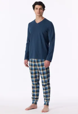 Image de Schiesser pyjama longue casual essentials bleu foncé homme