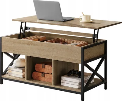 Zdjęcie produktu dla Ława Stolik Kawowy Nowoczesny Loft Dąb Sonoma Do Salonu Wysuwany Blat