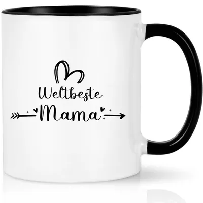 Produktbild von Kaffeetasse "Weltbeste Mama" 320ml Keramik Schwarz/Rosa Geschenk für Mama