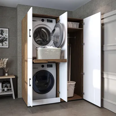 Immagine prodotto di Roomart DORA-I Mobile da appoggio per lavatrice, larghezza 130 cm, rovere bianco