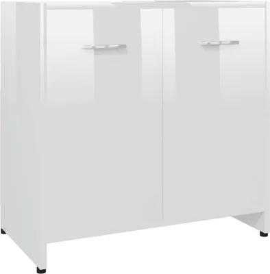 Obrázok produktu pre vidaXL Kúpeľňová skrinka s vysokým leskom biela 60x33x61 cm Drevo Materiál