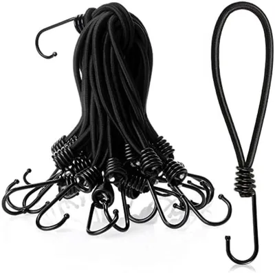 Produktbild von PolkaHome® 25x Premium Planenspanner mit Haken – Gummispanner für Banner, Poster, Zelte, Planen, Pavillons – Camping – Schwarz (18 cm)