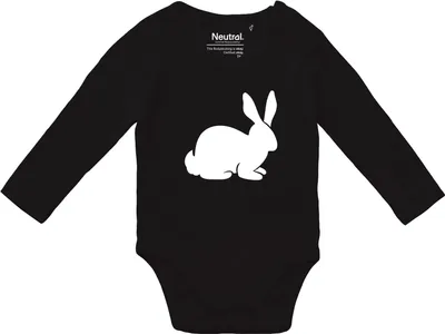 Produktbild von Huuraa Baby Body Hase Kaninchen Silhouette 68 Black  Baumwolle Fairtrade Langarmbody Geschenkidee