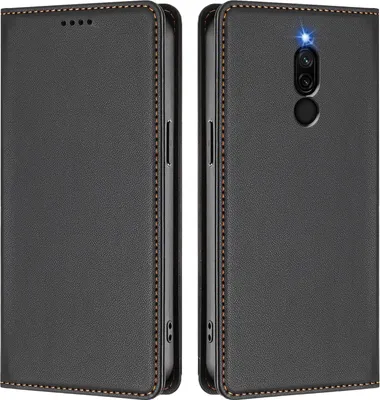 Produktbild von Handyhülle für Xiaomi Redmi 8/Redmi 8A, Kunstleder Klapphülle Stoßfeste Magnetische Hülle mit Ständer Schwarz