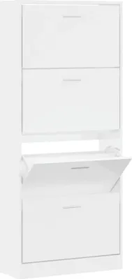 Produktbild von vidaXL Schuhschrank Hochglanz-Weiß 63x24x147 cm Holzwerkstoff