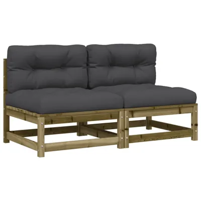 Produktbild von Gartensofas ohne Armlehnen mit Kissen 2 Stk. Kiefernholz