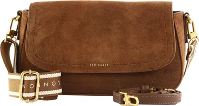 Produktbild von Ted Baker Leder Umhängetasche Schultertasche Shayne Webbing Suede Crossbody Bag Brown braun