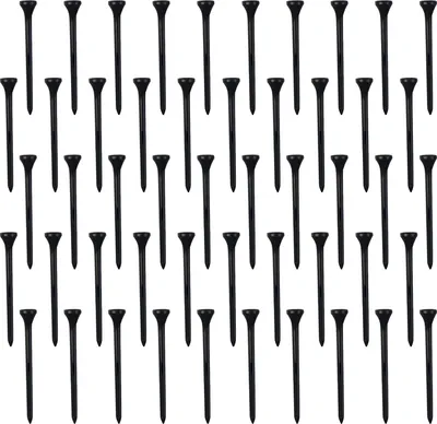 Produktbild von 50er-Pack professionelle Golf-Tees aus Kunststoff, schwarz, hohe Golf-Tees, Großpackung, reduziert Seitendrehung und Reibung, Golf-Zubehör