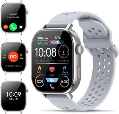 Obrázok produktu pre Inteligentné hodinky pre pánov s GPS, monitorom srdcovej frekvencie, monitorom spánku, kompasom, funkciou SOS, displejom AMOLED, Bluetooth, možnosťou prijímania hovorov, 178+ športovými režimami a vodotesnosťou 5ATM, farba: sivá