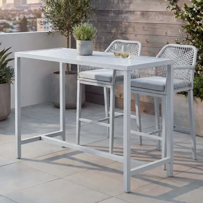Produktbild von Stehtisch HWC-P91, Gartentisch Bartisch Tisch, Outdoor Metall 105x130x65cm hellgrau