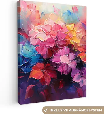 Obrázok produktu pre MuchoWow® - Plátno - Kvety - Maľba - Abstraktné - Farebné, nástenná maľba, nástenné dekorácie obrazy obývacia izba, 60x80cm