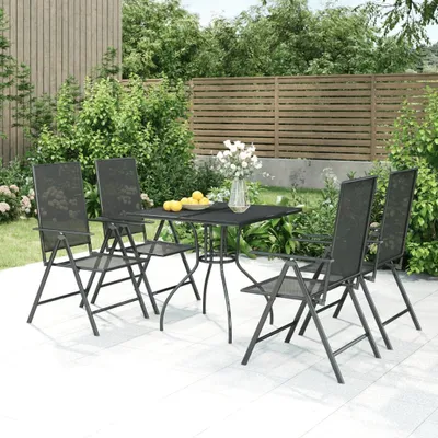 Imagen del producto de Conjunto de jardín de 5 piezas, mesa y sillas, color antracita, acero