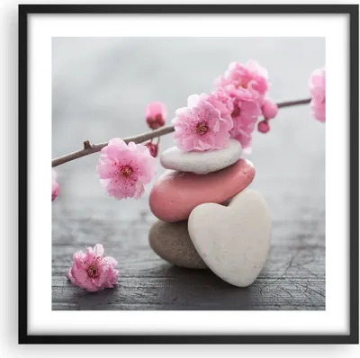 Produktbild von Gerahmtes Poster - Schwarzer Rahmen - Yoga weiblich Blume Gesundheit - 50x50 cm - Wand Bild - Wanddeko - Wandbilder - Wandposter - Bilderrahmen - Bilder - Kunstdruck - Wandbild - P2BAC50x50-3178
