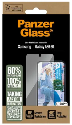 Produktbild von PanzerGlass ® Displayschutz Samsung Galaxy A36 5G | Ultra-Wide Fit, Samsung, Samsung - Galaxy A36 5G, Trockene Anwendung, Kratzresistent, Schockresistent, Transparent, 1 Stück(e)