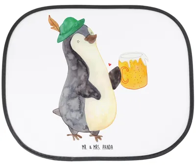 Produktbild von Mr. & Mrs. Panda Sonnenschutz für Auto Pinguin Bier - Weiß - Geschenk, Feierabend, Sonnenblende, , Seitenscheibe, Beschwippst, Hitzeschutz