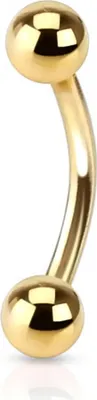 Produktbild von viva-adorno 1,2x8x3mm Piercing Banane Augenbrauenpiercing mit Kugeln Edelstahl verschiedenen Farben und Größen Z56, gold