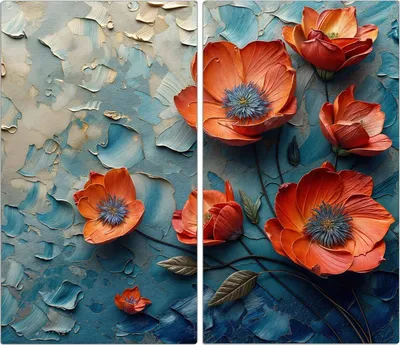Produktbild von Spritzschutz Herdabdeckplatte Schneidebrett aus Glas Blumenmeer 2-Teilig (60x52cm)