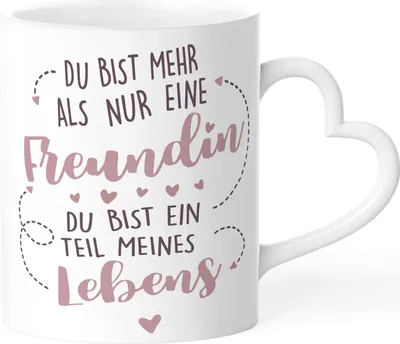 Produktbild von Tasse mit Herz-Henkel Geschenk beste Freundin mit Name personalisierbar Spruch Du bist mehr als nur eine Freundin SpecialMe® ohne Personalisierung weiß Herz-Tasse