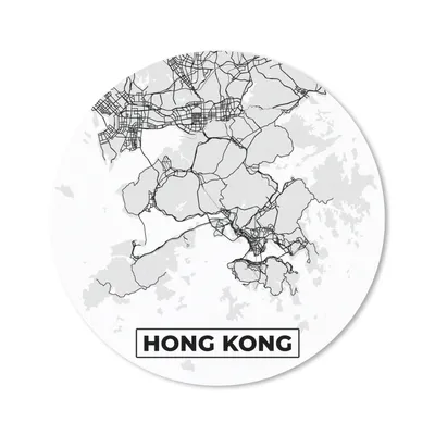 Produktbild von MuchoWow® Mauspad Mousepad Hongkong - Stadtplan - Schwarz und weiß - Karte 30x30 cm - Mousepads - Maus Mat - Pad - Mausunterlage - Tischunterlage - Schreibtischmatten