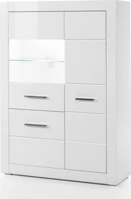 Produktbild von Kleine Vitrine Bianco - Weiß Hochglanz - 3-türig ohne Beleuchtung