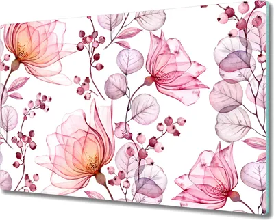 Produktbild von Coloray Hackbrett Herdabdeckplatte 80x52 cm Küchenbrett Kochplattenabdeckung Schneidebrett - Blumen Zweig