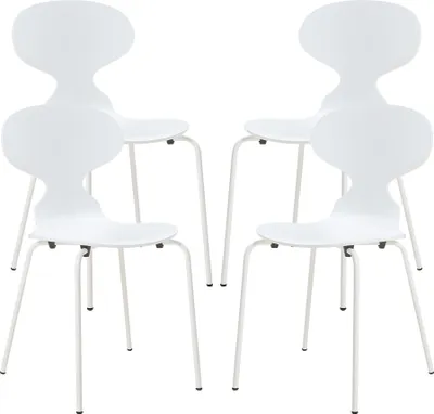 Produktbild von Esszimmerstuhl ‘Kil’ 4er Set Küchenstühle 80 x 47 x 48 cm Holz Metallgestell Weiß