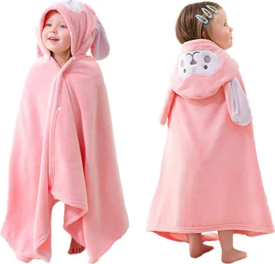 Obrázok produktu pre Detská osuška s kapucňou | Detská osuška s kapucňou | (Ružová, 70x140cm) Design Bunny| Detská osuška s kapucňou Mäkké a veľmi savé osušky, ktoré možno prať v práčke