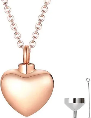 Immagine prodotto di Ciondolo per cenere con catena per ceneri, capelli o profumo - gioiello commemorativo in acciaio inossidabile di alta qualità - incluso riempimento per cenere e sacchetto di conservazione