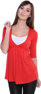 Immagine prodotto di Camicia lunga, taglio ampio + abbigliamento premaman MAMA ; rosso L/XL 40/42