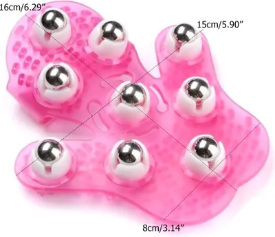 Produktbild von Handflächenförmiger Massagehandschuh mit 9 Kugeln, 360°-Rollenfunktion, Metallkugeln, Schönheits- und Körperpflege