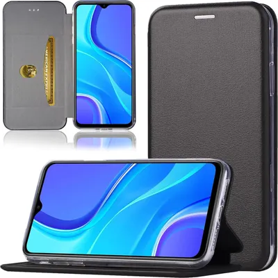Produktbild von Handy Schutz Hülle für Xiaomi Redmi 9 / Redmi 9 Prime Handytasche mit Magnetdeckel Kartenfach und Standfunktion Klapphülle Schwarz