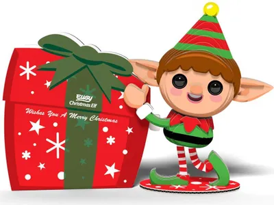 Image de EUGY 3D Bastelset Weihnachtself (Miniatur-Tierfigur, aus Wellkarton) 650082
