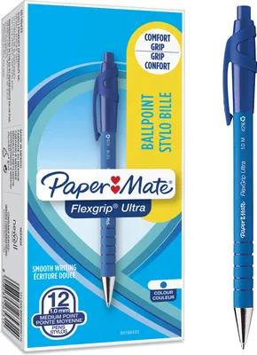 Produktbild von Paper Mate Flexgrip Ultra-Druckkugelschreiber | mittlere Spitze (1,0 mm) | blau | 12er-Box