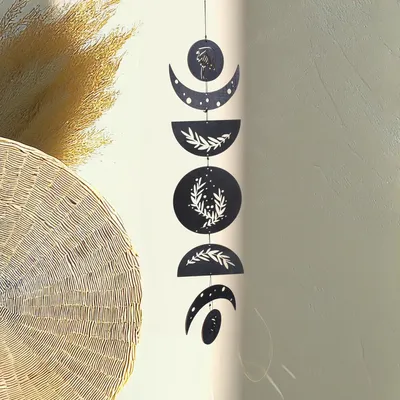 Zdjęcie produktu dla Wisząca boho girlanda księżycowa drewniana dekoracja ścienna