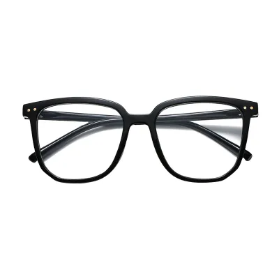 Produktbild von Blaulichtfilterbrille Uni Retro Klare Sicht Starkes Scharnier Transparent mit Krempe Augenschutz Klare Blaulichtbrille Brille Schwarz