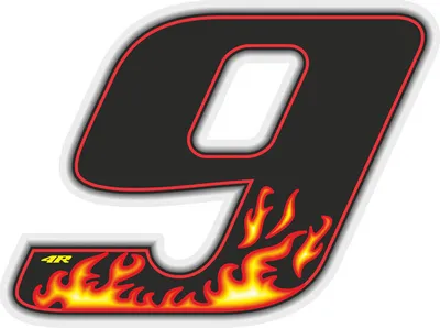 Obrázok produktu pre Nálepka číslo závodu pre motocykel "9" Flames 100 x 130 mm