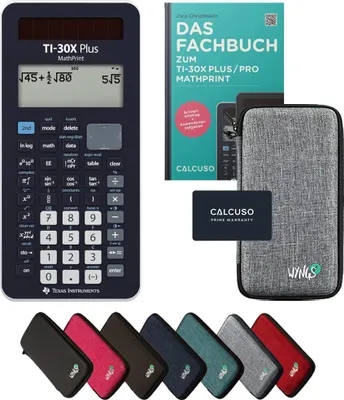Produktbild von TI-30X Plus MathPrint inkl. Schutztasche Hellgrau & Fachbuch (132 Seiten, DIN A5) – Wissenschaftlicher Rechner – Smart Set