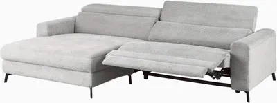 Produktbild von KAWOLA Sofa LAISKA Ecksofa Relaxfunktion teilmotorisch Cord hellgrau Longchair links