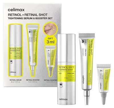 Produktbild von Celimax The Vita-A Set: Retinol Shot Tightening Serum 30 ml + Retinal Shot Booster 15 ml + Gift