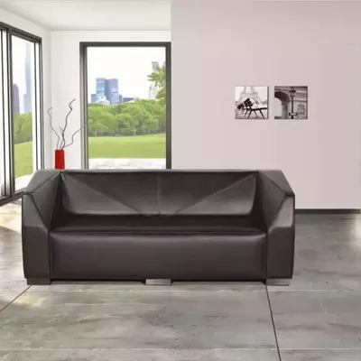 Zdjęcie produktu dla Czarne meble gabinetowe Sofa zestaw trzyosobowy fotel 2 szt