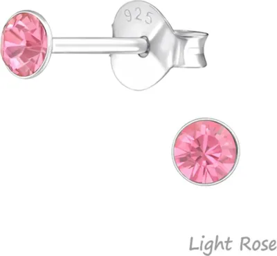 Produktbild von Silber Ohrstecker Kristall rund 3 mm Light Rose