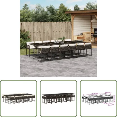 Produktbild von The Living Store 13-tlg. Garten-Essgruppe mit Kissen Braun Poly Rattan