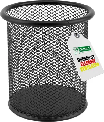 Produktbild von D.RECT Stifteköcher Metall Ø91 mm – Runder Stiftehalter aus Drahtmetall Mesh – S