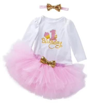 Immagine prodotto di Solidchoice - Outfit per compleanno per bambine, con maniche lunghe e gonna a balze